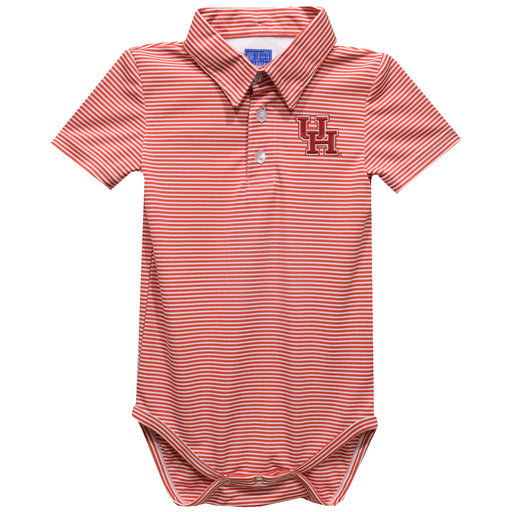 University of Houston Cougars Embroidered Red Stripe Knit Polo Onesie