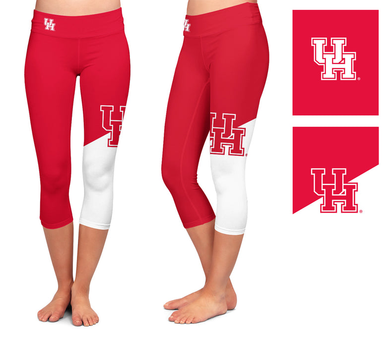 Houston Cougars Vive La Fete Game Day Collegiate Leg Color Block Girls Red White Capri Leggings - Vive La Fête - Online Apparel Store
