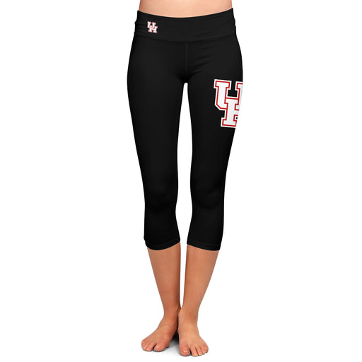 Houston Cougars Vive La Fete Game Day Collegiate Large Logo on Thigh and Waist Girls Black Capri Leggings