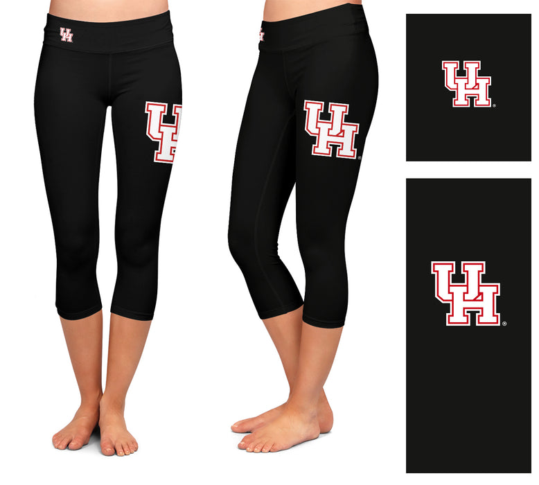 Houston Cougars Vive La Fete Game Day Collegiate Large Logo on Thigh and Waist Girls Black Capri Leggings - Vive La Fête - Online Apparel Store