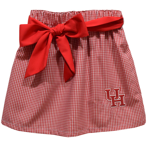 University of Houston Cougars Embroidered Red Cardinal Gingham Skirt with Sash