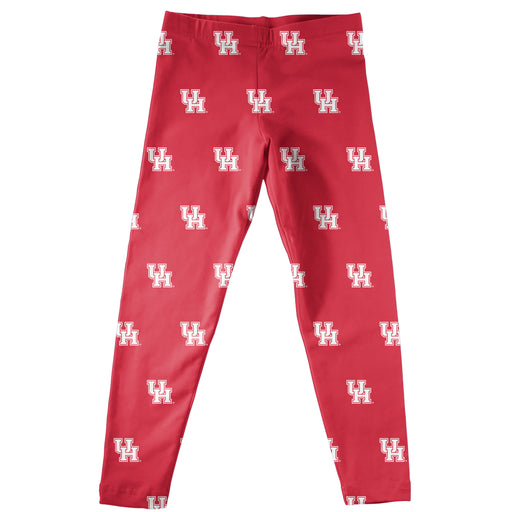 Houston Cougars Vive La Fete Girls Game Day All Over Logo Elastic Waist Classic Play Red Leggings Tights