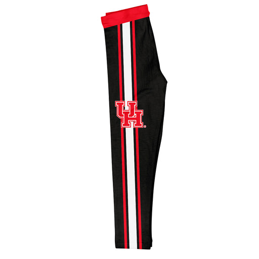 University of Houston Cougars Vive La Fete Girls Game Day Black with Red Stripes Leggings Tights