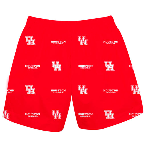 Houston Cougars Vive La Fete Boys Game Day All Over Logo Elastic Waist Classic Play Red Pull On Short