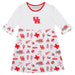 University of Houston Cougars 3/4 Sleeve Solid White Repeat Print Hand Sketched Vive La Fete Impressions Artwork on Skir
