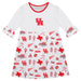 University of Houston Cougars 3/4 Sleeve Solid White Repeat Print Hand Sketched Vive La Fete Impressions Artwork on Skir