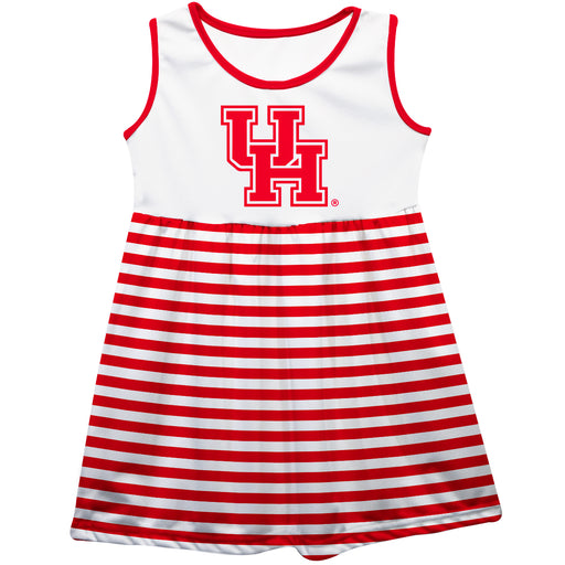 Houston Cougars Vive La Fete Girls Game Day Sleeveless Tank Dress Solid White Logo Stripes on Skirt