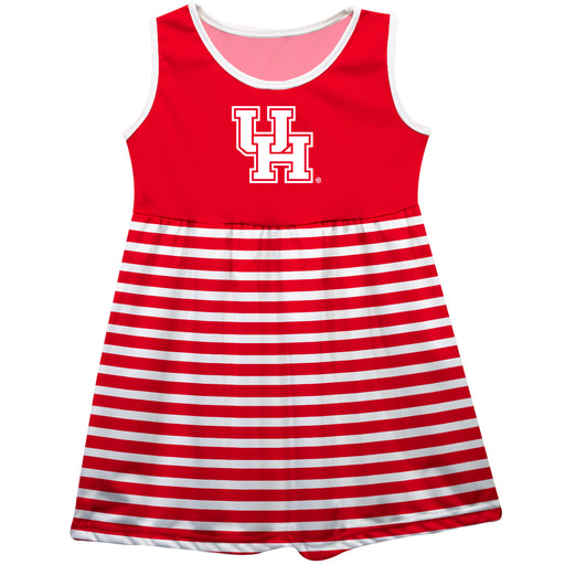 University of Houston Cougars Vive La Fete Girls Game Day Sleeveless Tank Dress Solid Red Logo Stripes on Skirt