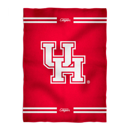 Houston Cougars Vive La Fete Game Day Warm Lightweight Fleece Red Throw Blanket 40 X 58 Logo and Stripes