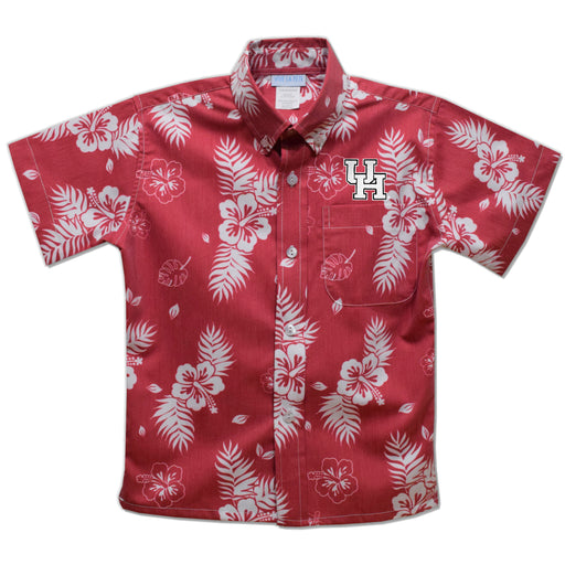 University of Houston Cougars Red Cardinal Hawaiian Short Sleeve Button Down Shirt