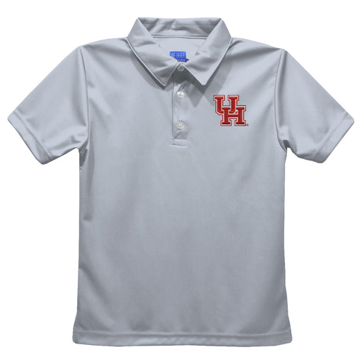 University of Houston Cougars Embroidered Gray Short Sleeve Polo Box Shirt
