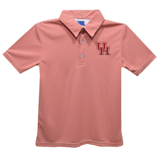 University of Houston Cougars Embroidered Red Cardinal Stripes Short Sleeve Polo Box Shirt