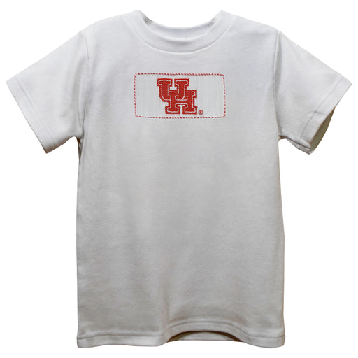University of Houston Cougars Smocked White Knit Short Sleeve Boys Tee Shirt