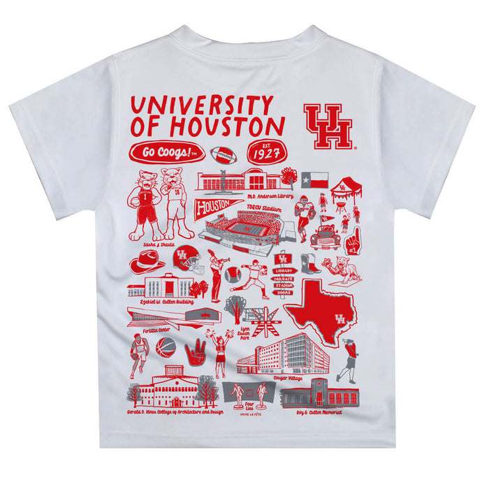 University of Houston Cougars Hand Sketched Vive La Fete Impressions Artwork Boys Red Short Sleeve Tee Shirt - Vive La Fête - Online Apparel Store