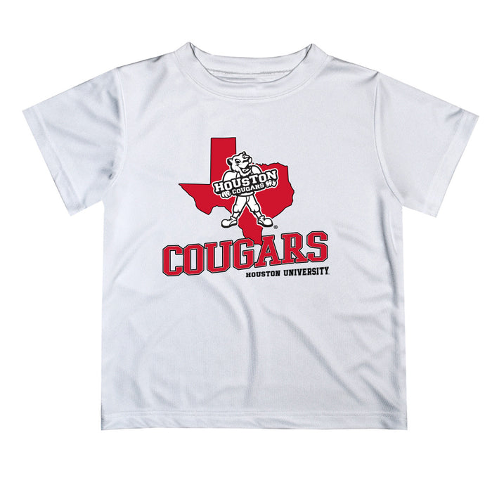 Houston Cougars Vive La Fete State Map White Short Sleeve Tee Shirt