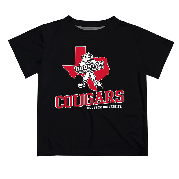 Houston Cougars Vive La Fete State Map Black Short Sleeve Tee Shirt