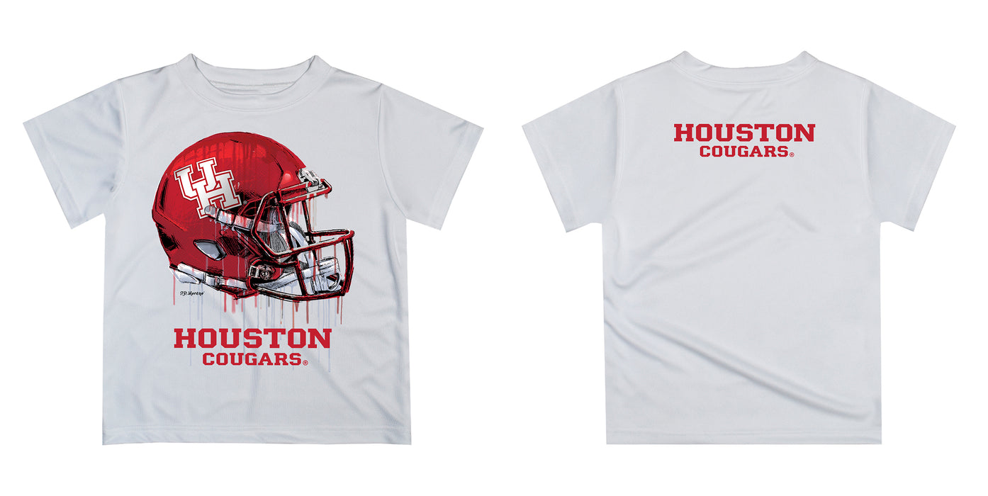University of Houston Cougars Original Dripping Football Helmet Red T-Shirt by Vive La Fete - Vive La Fête - Online Apparel Store