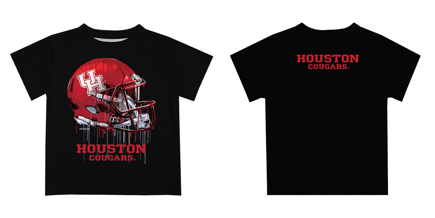 University of Houston Cougars Original Dripping Football Helmet Red T-Shirt by Vive La Fete - Vive La Fête - Online Apparel Store