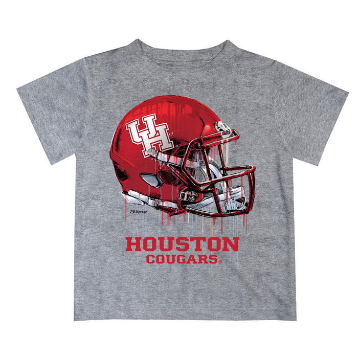 University of Houston Cougars Original Dripping Football Helmet Heather Gray T-Shirt by Vive La Fete