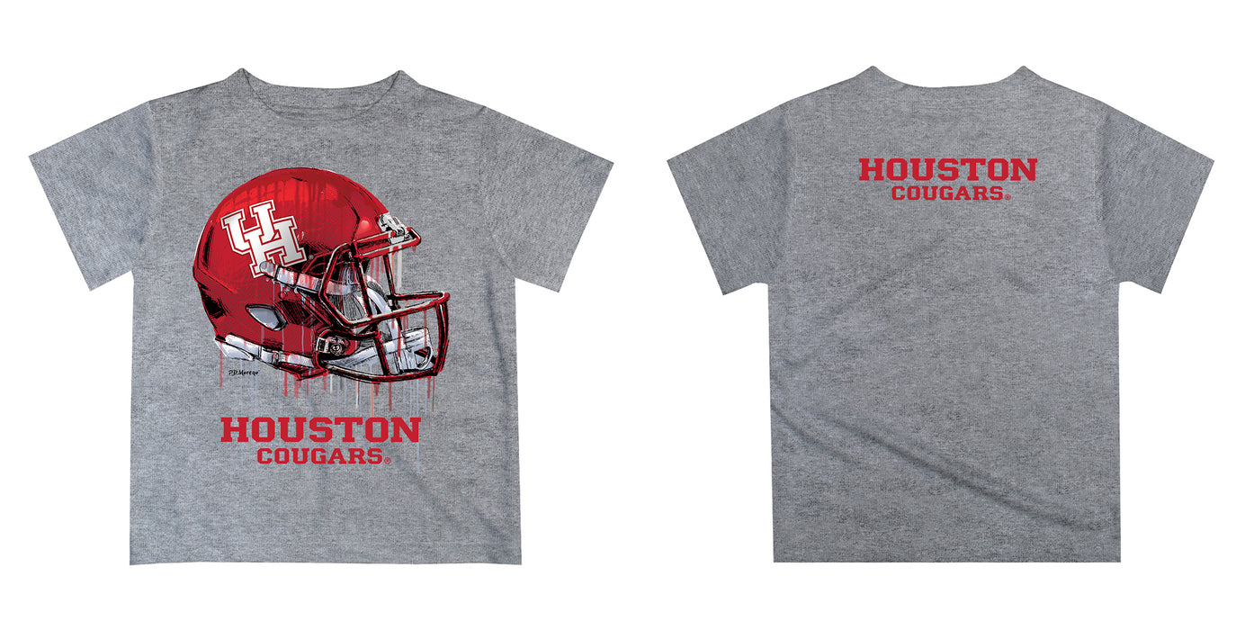 University of Houston Cougars Original Dripping Football Helmet Red T-Shirt by Vive La Fete - Vive La Fête - Online Apparel Store