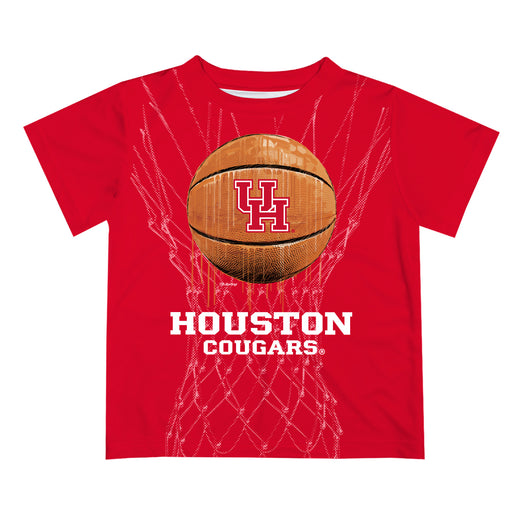 Houston Cougars Original Dripping Basketball Red T-Shirt by Vive La Fete