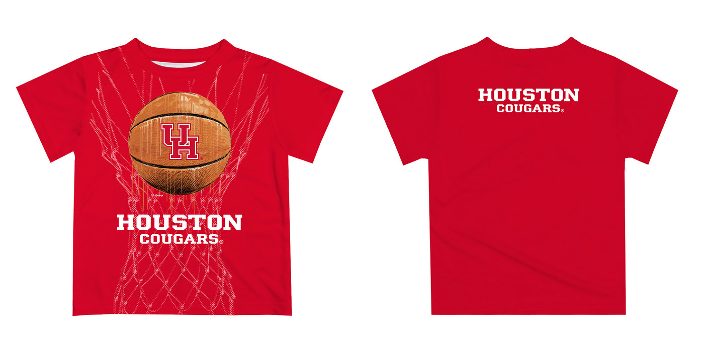 Houston Cougars Original Dripping Basketball Red T-Shirt by Vive La Fete - Vive La Fête - Online Apparel Store