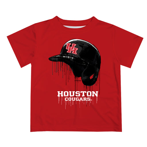 University of Houston Cougars Original Dripping Baseball Hat Red T-Shirt by Vive La Fete