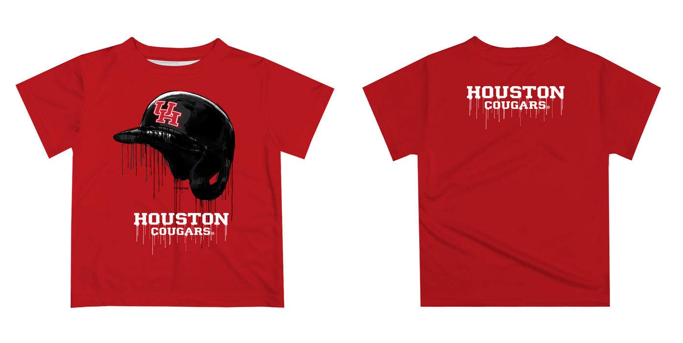 University of Houston Cougars Original Dripping Baseball Hat Red T-Shirt by Vive La Fete - Vive La Fête - Online Apparel Store