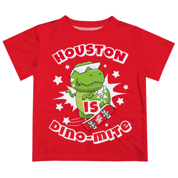 University of Houston Cougars Vive La Fete Dino-Mite Boys Game Day Red Short Sleeve Tee