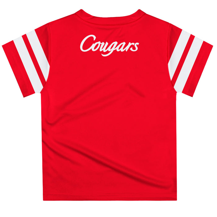 Houston Cougars Vive La Fete Boys Game Day Red Short Sleeve Tee with Stripes on Sleeves - Vive La Fête - Online Apparel Store