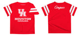 Houston Cougars Vive La Fete Boys Game Day Red Short Sleeve Tee with Stripes on Sleeves - Vive La Fête - Online Apparel Store