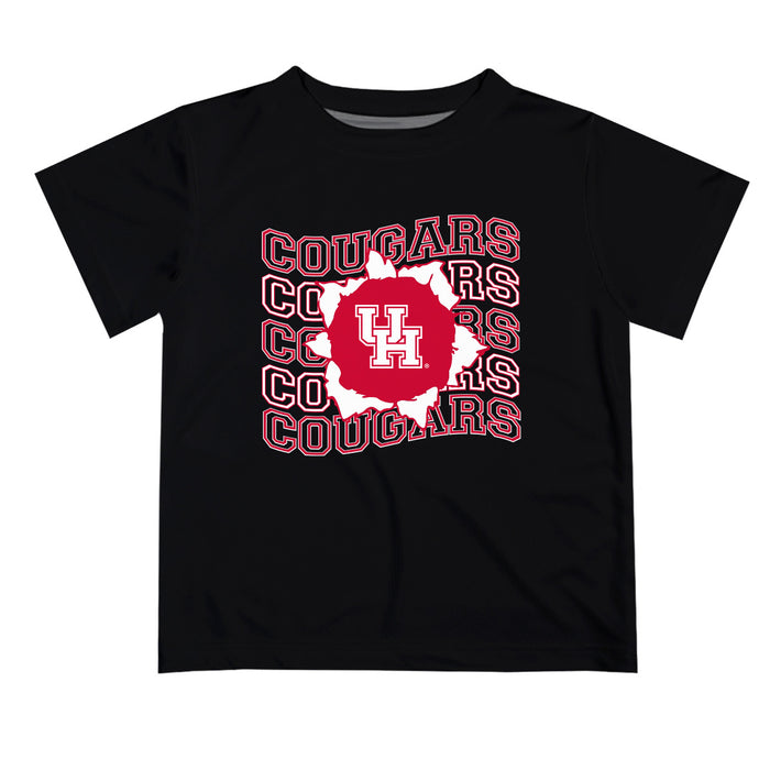 Houston Cougars Vive La Fete  Black Art V1 Short Sleeve Tee Shirt