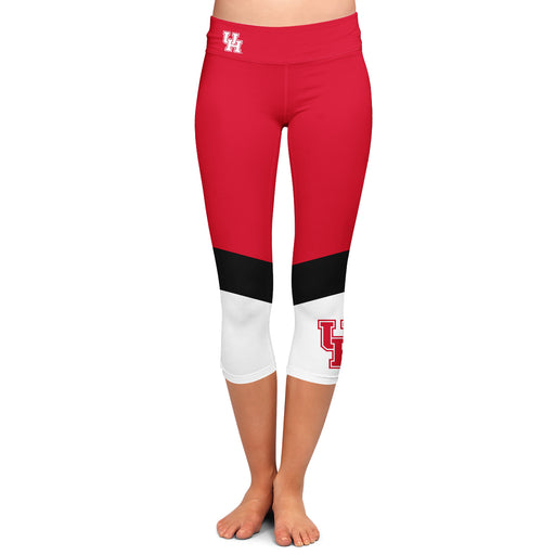 Houston Cougars Vive La Fete Game Day Collegiate Ankle Color Block Women Red White Capri Leggings