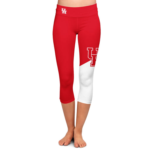 Houston Cougars Vive La Fete Game Day Collegiate Leg Color Block Women Red White Capri Leggings