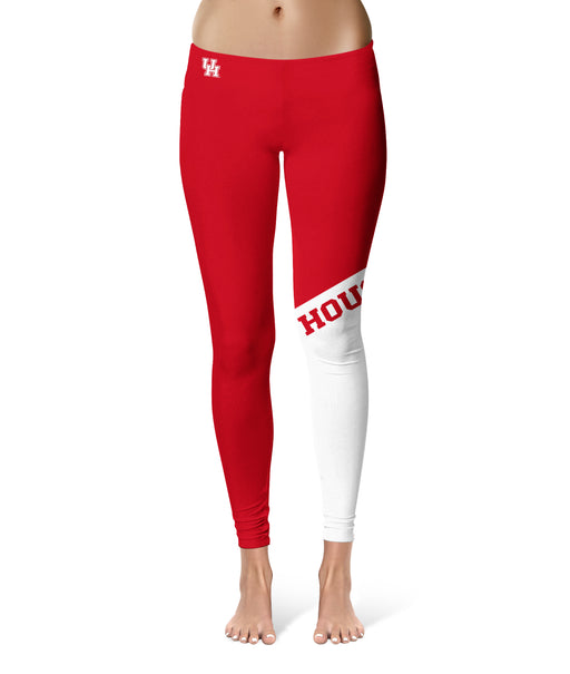 Houston Cougars Vive La Fete Game Day Collegiate Leg Color Block Women Red White Yoga Leggings
