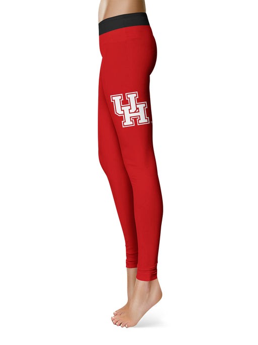 University of Houston Cougars Vive La Fete Game Day Collegiate Logo on Thigh Red Women Yoga Leggings 2.5 Waist Tights - Vive La Fête - Online Apparel Store
