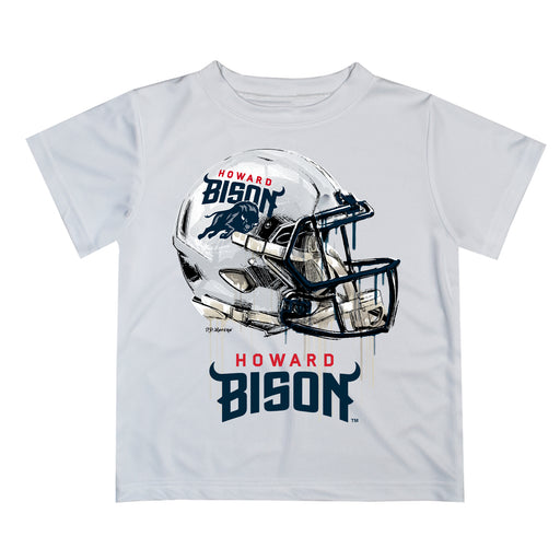 Howard University Bison Original Dripping Football Helmet White T-Shirt by Vive La Fete