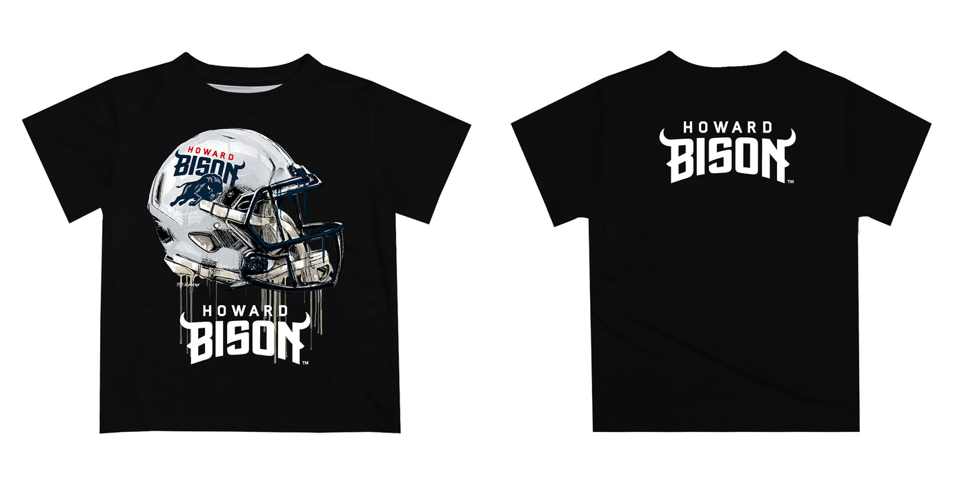 Howard University Bison Original Dripping Football Helmet Black T-Shirt by Vive La Fete - Vive La Fête - Online Apparel Store