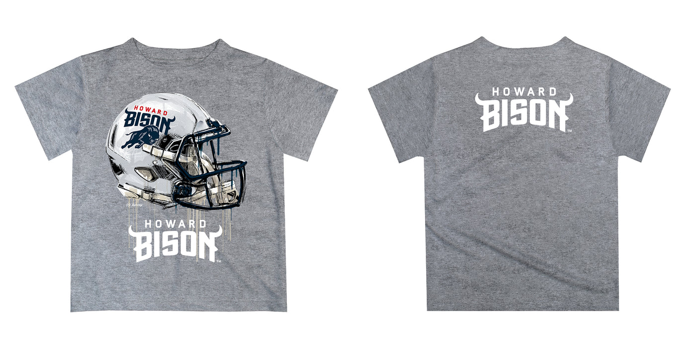 Howard University Bison Original Dripping Football Helmet Heather Gray T-Shirt by Vive La Fete - Vive La Fête - Online Apparel Store