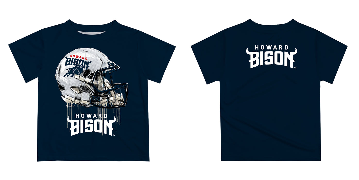 Howard University Bison Original Dripping Football Helmet Blue T-Shirt by Vive La Fete - Vive La Fête - Online Apparel Store