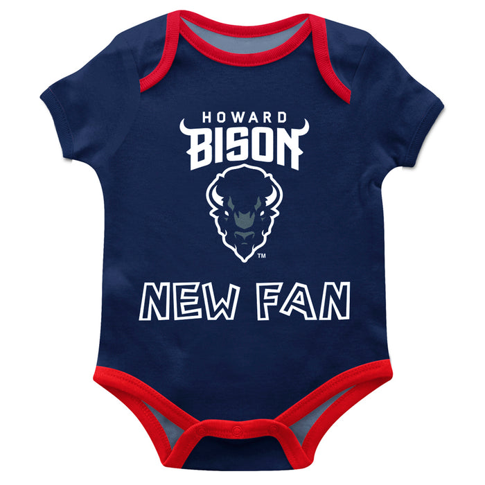Howard University Bison Vive La Fete Infant Game Day Navy Short Sleeve Onesie New Fan Logo and Mascot Bodysuit - Vive La Fête - Online Apparel Store