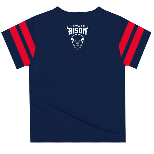 Howard University Bison Vive La Fete Boys Game Day Navy Short Sleeve Tee with Stripes on Sleeves - Vive La Fête - Online Apparel Store
