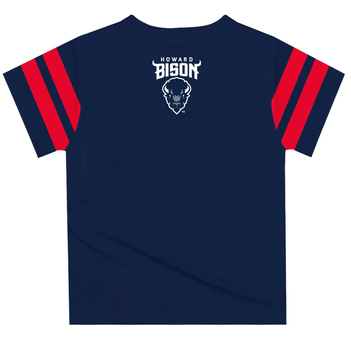 Howard University Bison Vive La Fete Boys Game Day Navy Short Sleeve Tee with Stripes on Sleeves - Vive La Fête - Online Apparel Store