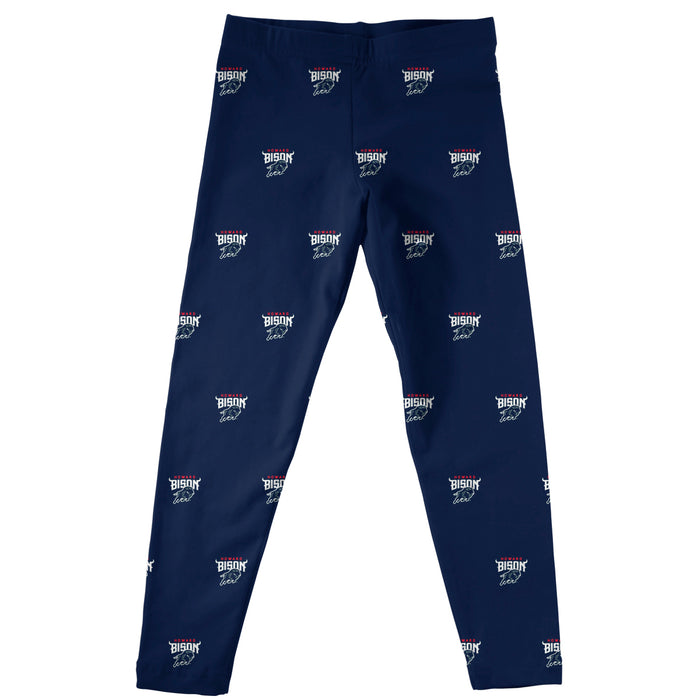 Howard University Bison Vive La Fete Girls Game Day All Over Logo Elastic Waist Classic Play Navy Leggings Tights - Vive La Fête - Online Apparel Store