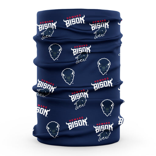 Howard University Bison Vive La Fete All Over Logo Game Day  Collegiate Face Cover Soft 4-Way Stretch Neck Gaiter - Vive La Fête - Online Apparel Store
