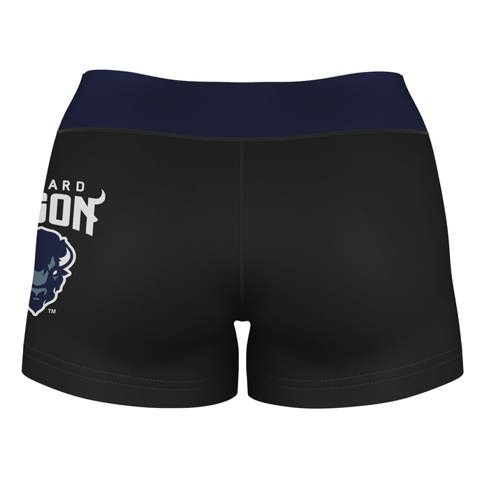 Howard Bison Vive La Fete Game Day Logo on Thigh and Waistband Black & Navy Women Yoga Booty Workout Shorts 3.75 Inseam" - Vive La Fête - Online Apparel Store
