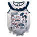 Howard University Bison  White Hand Sketched Vive La Fete Impressions Artwork Sleeveless Ruffle Onesie Bodysuit