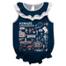 Howard University Bison  Blue Hand Sketched Vive La Fete Impressions Artwork Sleeveless Ruffle Onesie Bodysuit