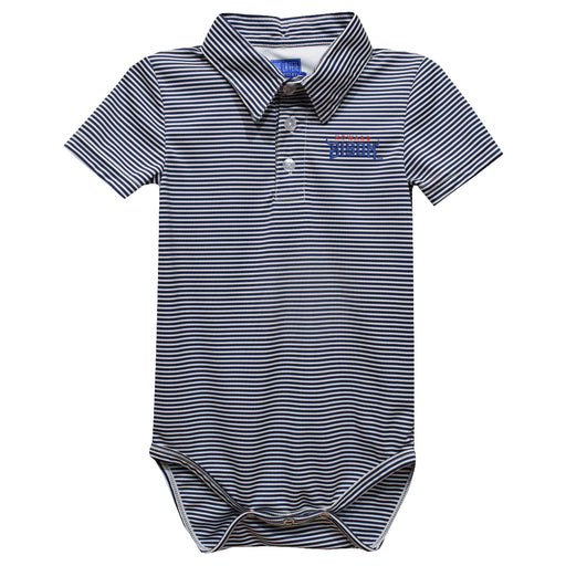 Howard University Bison Embroidered Navy Stripe Knit Polo Onesie
