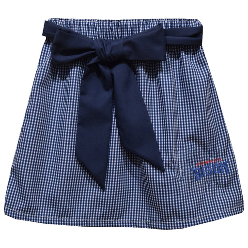 Howard University Bison Embroidered Navy Gingham Skirt With Sash